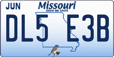MO license plate DL5E3B