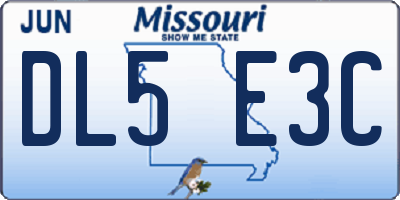 MO license plate DL5E3C