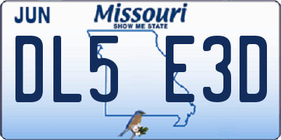 MO license plate DL5E3D