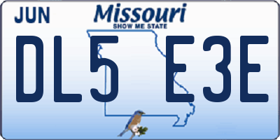 MO license plate DL5E3E