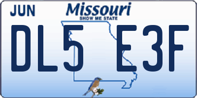 MO license plate DL5E3F