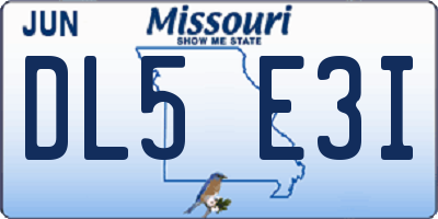 MO license plate DL5E3I