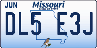 MO license plate DL5E3J