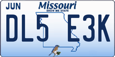 MO license plate DL5E3K