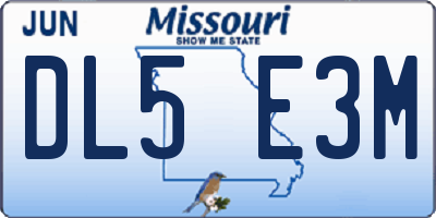 MO license plate DL5E3M