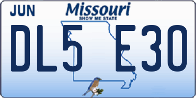 MO license plate DL5E3O