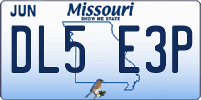 MO license plate DL5E3P