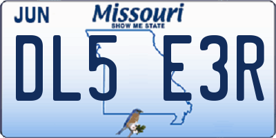 MO license plate DL5E3R