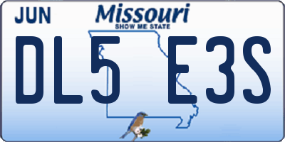 MO license plate DL5E3S