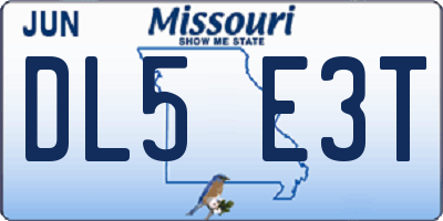MO license plate DL5E3T