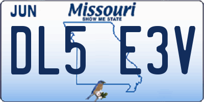 MO license plate DL5E3V