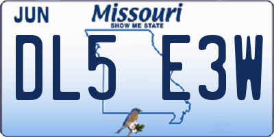 MO license plate DL5E3W
