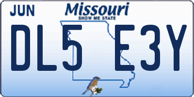 MO license plate DL5E3Y