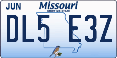 MO license plate DL5E3Z