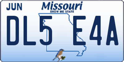 MO license plate DL5E4A
