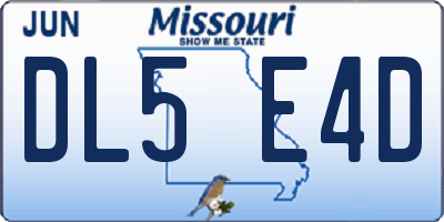 MO license plate DL5E4D