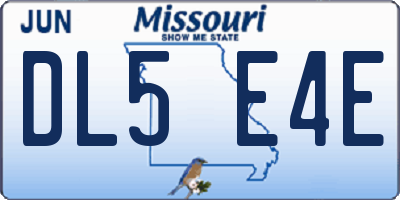 MO license plate DL5E4E