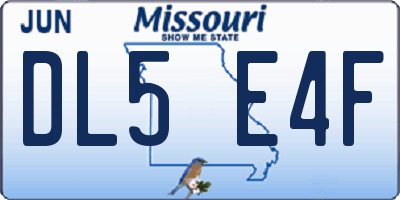MO license plate DL5E4F