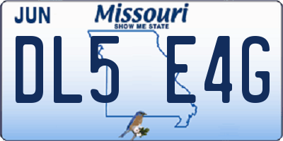 MO license plate DL5E4G