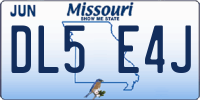 MO license plate DL5E4J