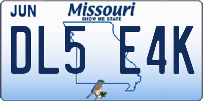 MO license plate DL5E4K