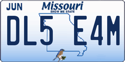 MO license plate DL5E4M