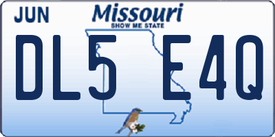 MO license plate DL5E4Q