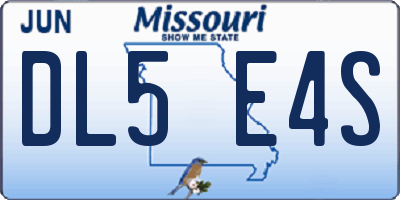 MO license plate DL5E4S