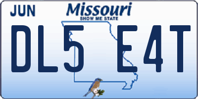 MO license plate DL5E4T