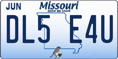 MO license plate DL5E4U