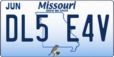 MO license plate DL5E4V