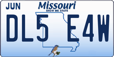 MO license plate DL5E4W