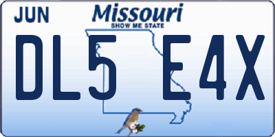 MO license plate DL5E4X