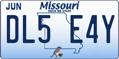 MO license plate DL5E4Y