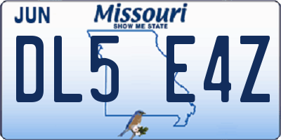 MO license plate DL5E4Z