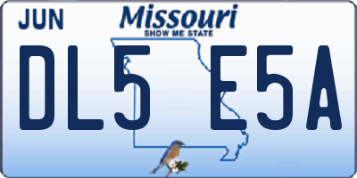 MO license plate DL5E5A