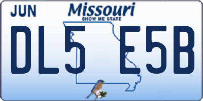 MO license plate DL5E5B