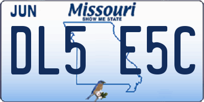 MO license plate DL5E5C