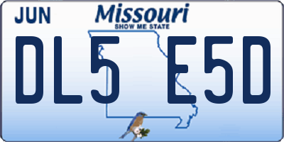 MO license plate DL5E5D