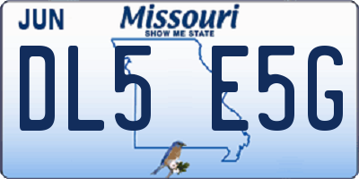 MO license plate DL5E5G