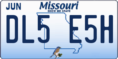 MO license plate DL5E5H