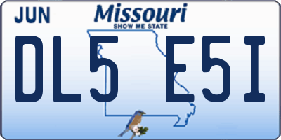 MO license plate DL5E5I