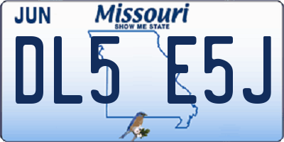 MO license plate DL5E5J