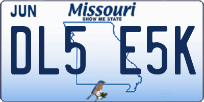 MO license plate DL5E5K