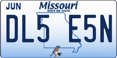 MO license plate DL5E5N