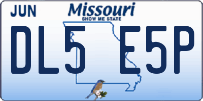 MO license plate DL5E5P