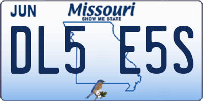 MO license plate DL5E5S