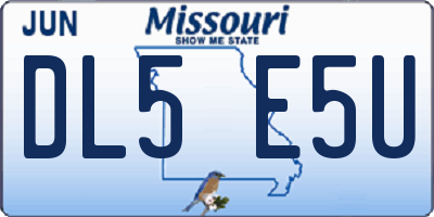 MO license plate DL5E5U