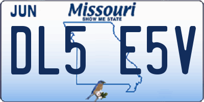 MO license plate DL5E5V