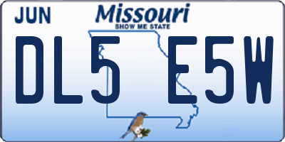 MO license plate DL5E5W